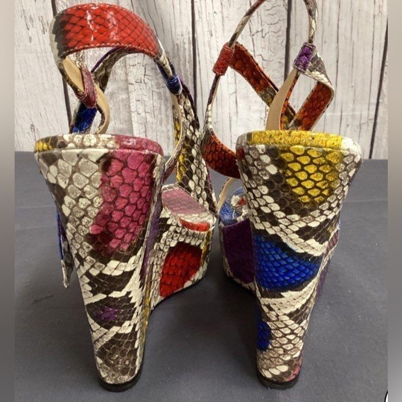 Alexandre Birman, 39.5 EU / 9 US, Snakeskin, Strappy Wedge Platform Shoes, EUC - Picture 5 of 13
